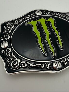 New- Monster Energy Drink Belt Buckle- 4 1/4" Wide  Oval- Extremely Rare Find!